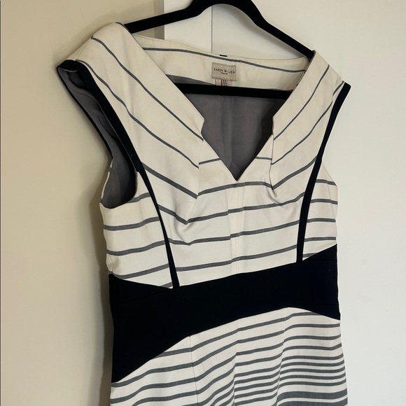 Karen Millen Black and White Striped Midi Dress